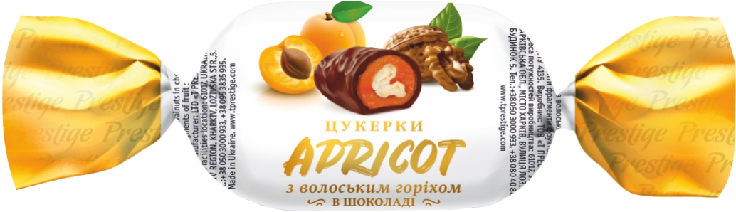 Candies “Apricot” with walnut in chocolate фото 1