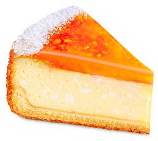 Пирожное бисквитно-творожное «Чизкейк с кусочками персика» фото 1