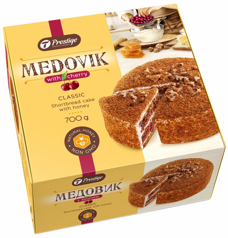 Торт медовый “Медовик” с вишней фото 1